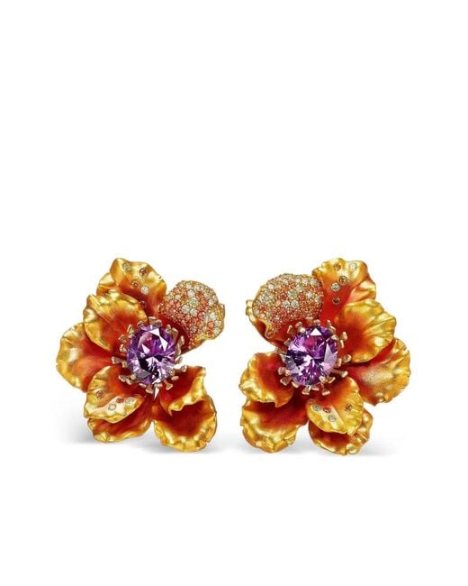 Anabela Chan Orange 18K Vermeil Magma Poppy Earrings