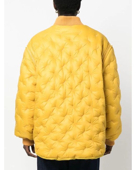Sherpa Yellow Embossed-Detail Padded Jacket