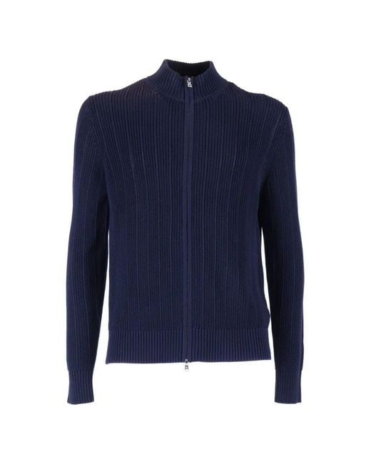 Ballantyne Blue Zip-Up Cotton Cardigan for men