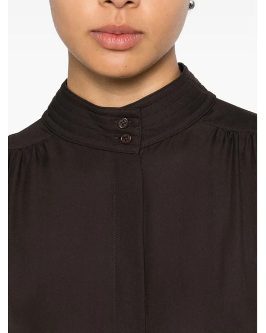 Nili Lotan Black Revi Buttoned Collarless Top