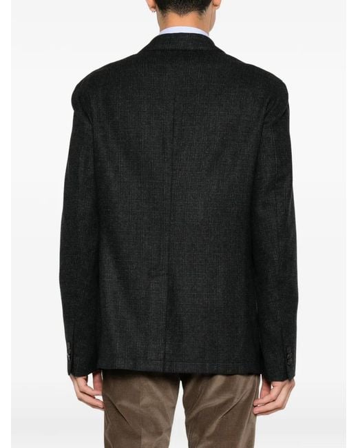 Etro Black Check-Pattern Single-Breasted Blazer for men