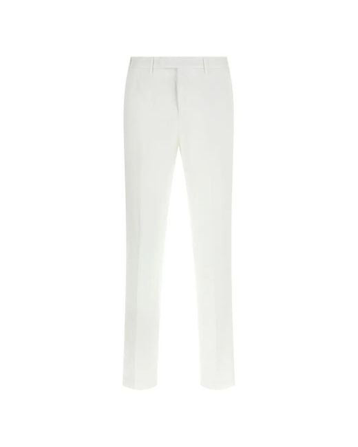 PT Torino White Stretch Pleat Trousers for men