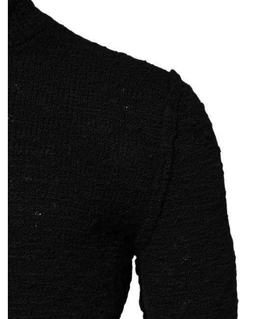 Dolce & Gabbana Black Textured-Knit Mock-Neck Sweater for men