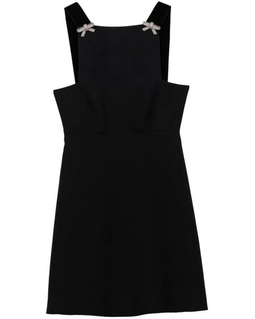 Prada Black Embroidered Cady Mini Dress