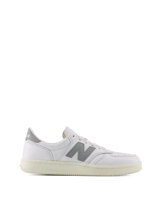 New Balance White T500 Leather Sneakers
