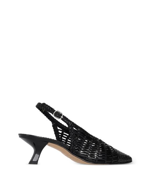 LA ROSE Black Woven Slingback Pumps