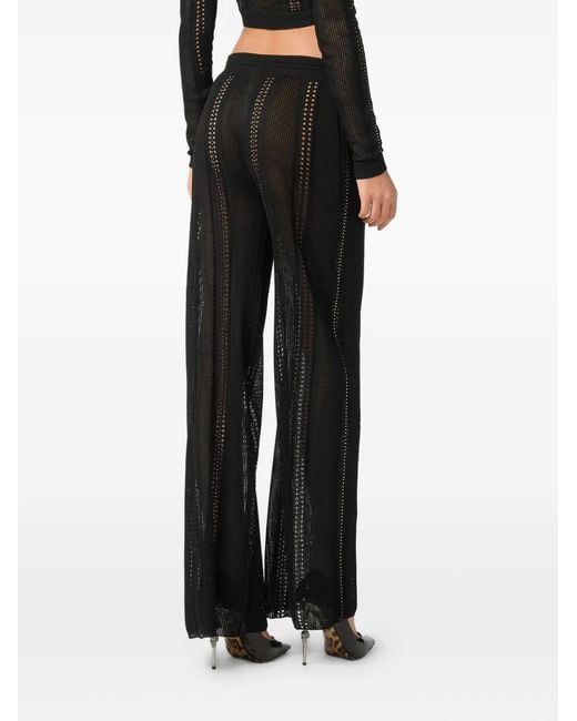 Philipp Plein Black Knit Flare Trousers