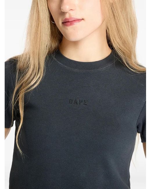A Bathing Ape Blue Logo-Embroidered T-Shirt