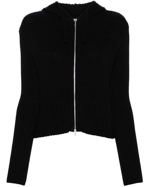 Our Legacy Black Ribbed-knit Hooded Cardigan