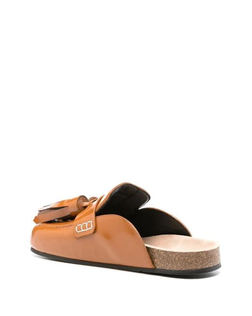 J.W. Anderson Brown Tassel-Detail Leather Mules