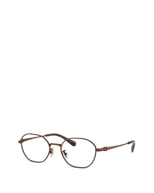 COACH Brown Geometric-Frame Titanium Glasses