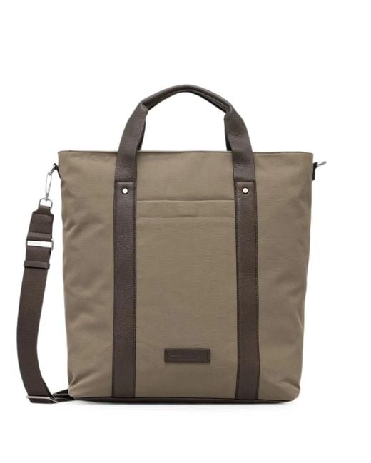Marc O' Polo Brown Leather-Trim Tote Bag for men