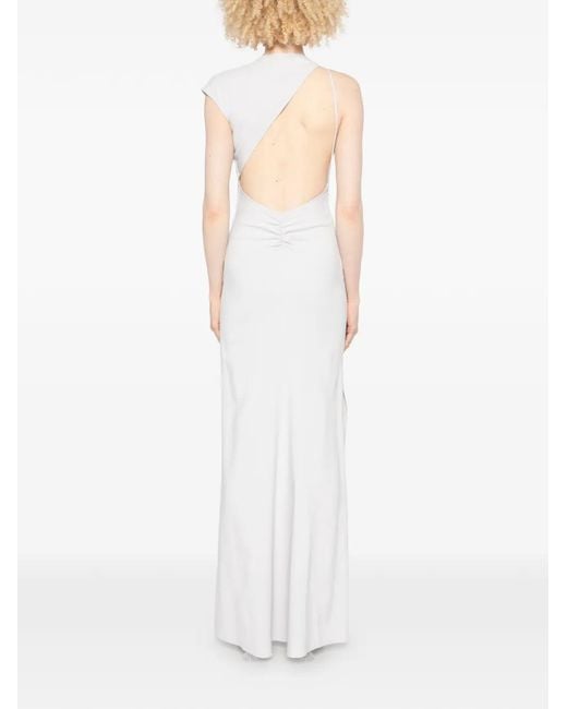 Patrizia Pepe White Asymmetric-Arm Maxi Dress