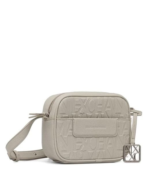 ARMANI EXCHANGE Gray Logo-Embossed Crossbody Bag