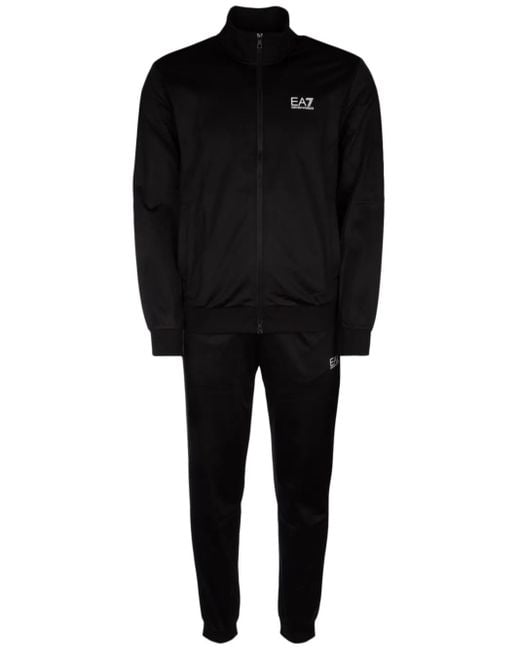 EA7 Black Logo-Print Tracksuit for men