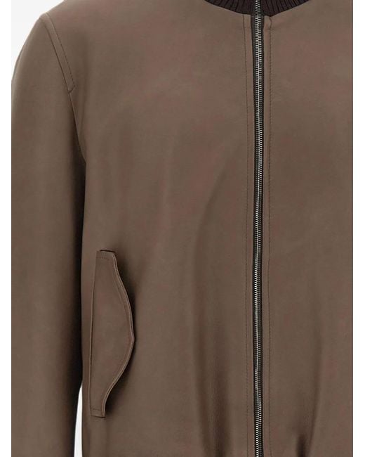 Volfagli Brown Ambrogio America Leather Jacket for men