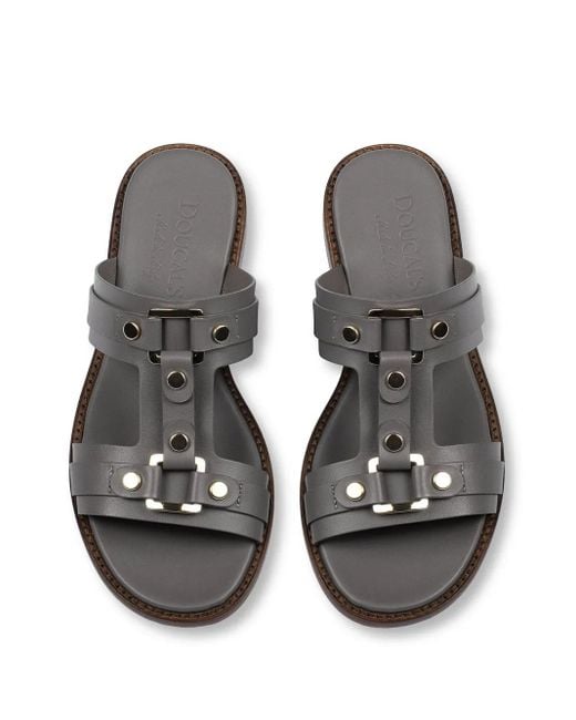 Doucal's Gray Leather Sandals