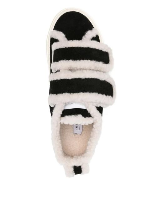 Inuikii Black Shearling-Trimmed Strap Sneakers