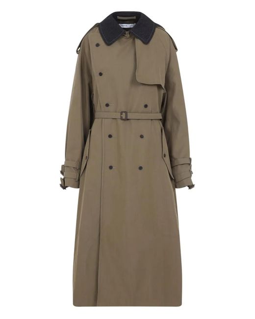 Carven Natural Double-Breasted Belted Trench Coat