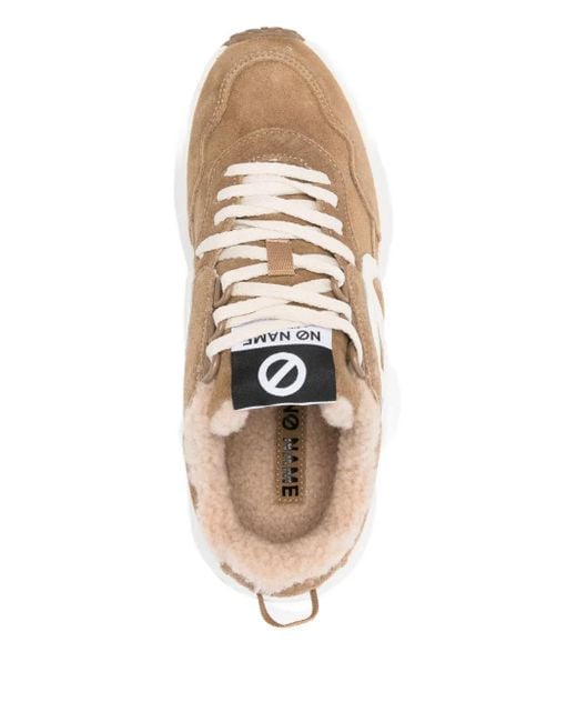No Name White Wildleder-Sneakers mit rundem Logo