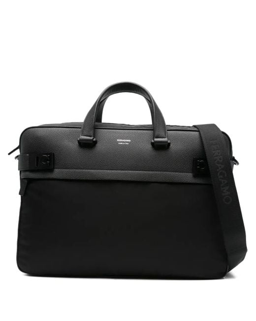 Ferragamo Black Hug Buckles Briefcase