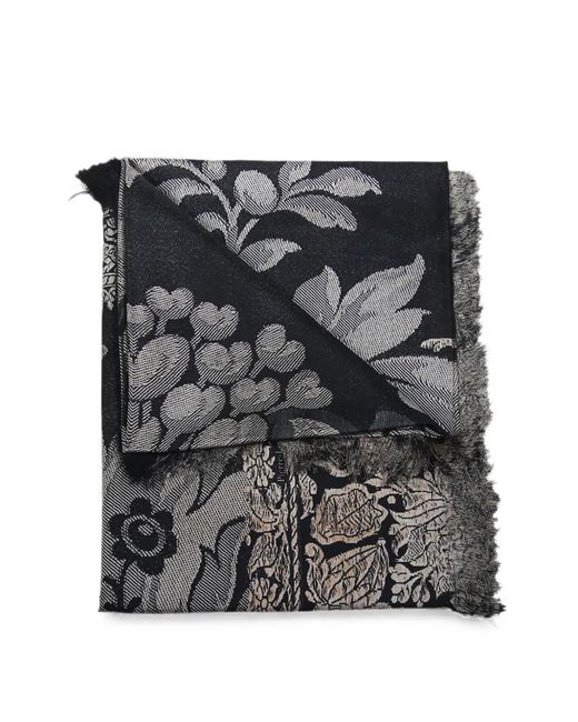 Pierre Louis Mascia Black Aloeuw Patterned-Jacquard Frayed Scarf
