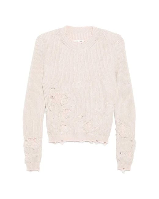 MM6 by Maison Margiela White Distressed Sweater