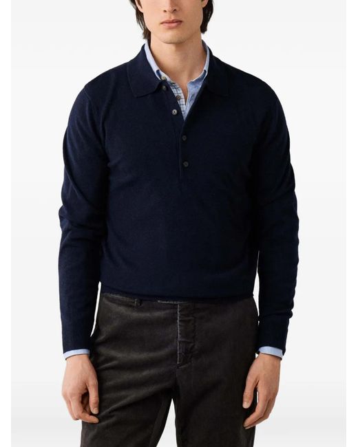 Hackett Blue Knitted Polo Knit for men