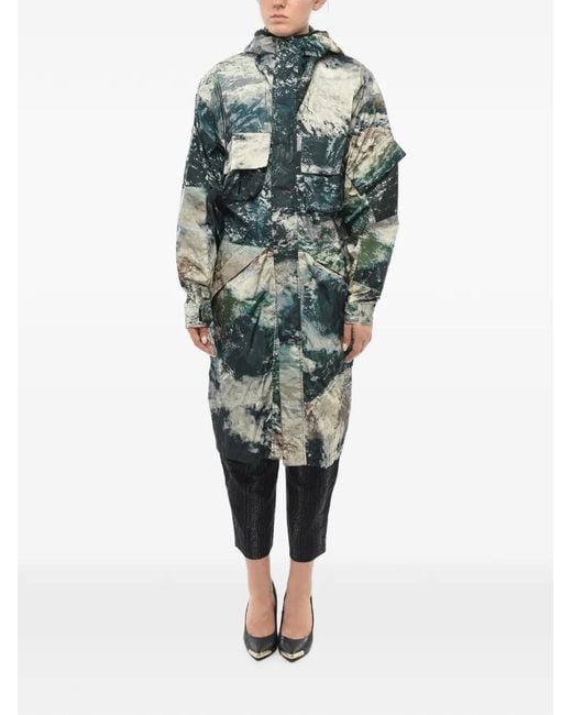 Stella McCartney Green Imperméable Murry Imprimé À Capuche