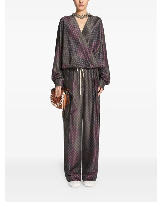 Dries Van Noten Brown Paisley-Print Draped Top