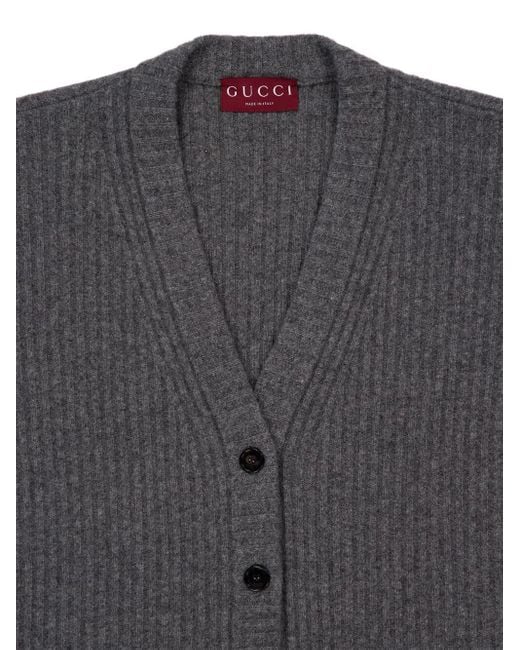 Gucci Gray Geknöpfter Cardigan mit V-Ausschnitt
