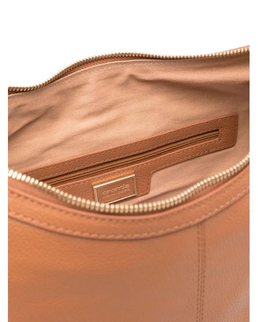 Cromia Brown Serena Grained Leather Shoulder Bag