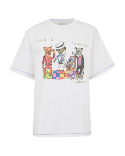 ALÉMAIS White X Greg Sindel Contessa Disco Dogs T-Shirt