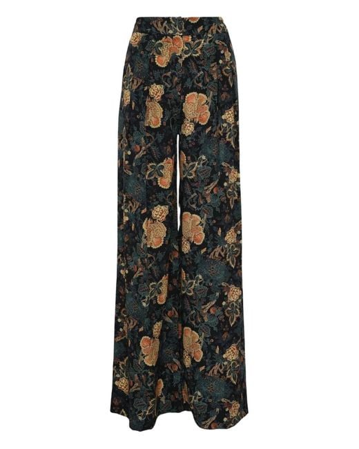 Ulla Johnson Black Aviva Floral-Print Trousers
