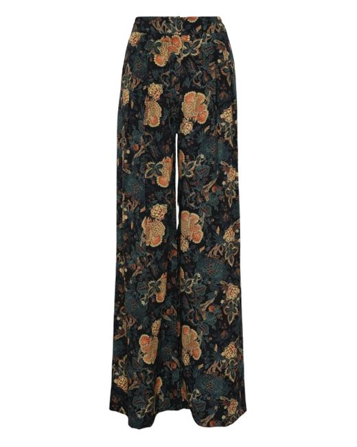 Ulla Johnson Black Aviva Hose mit Blumen-Print