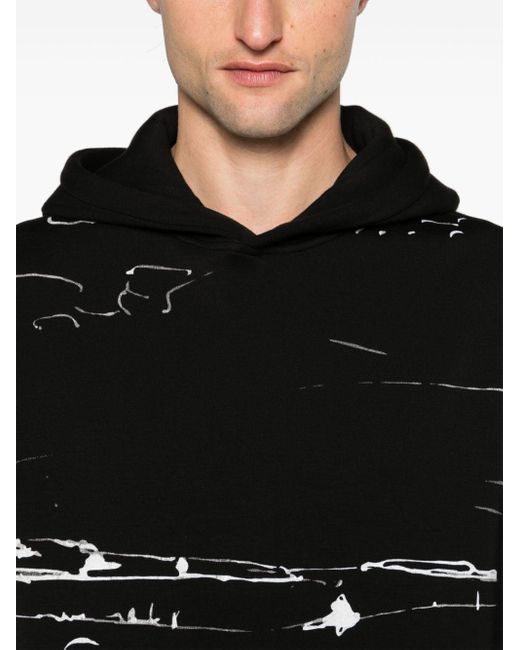 Emporio Armani Black Landscape-print Jersey Hoodie for men
