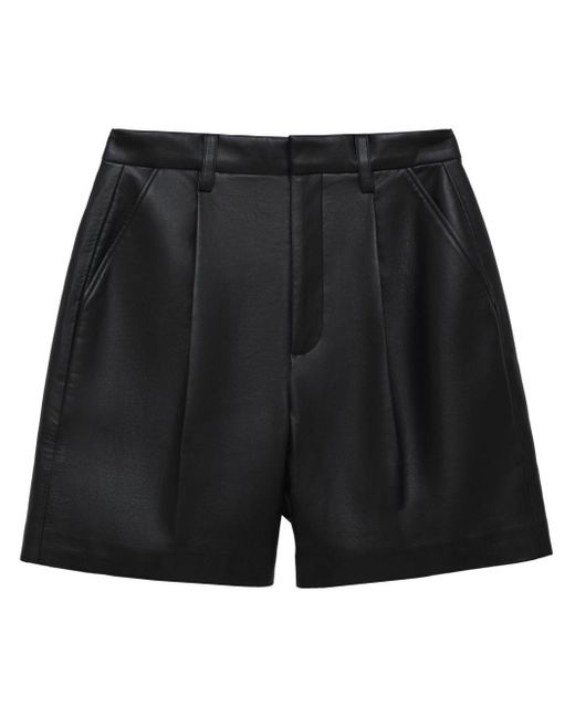 Anine Bing Carmen Leren Shorts in het Black