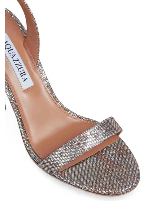 Aquazzura White Metallic-Effect Slingback Sandals