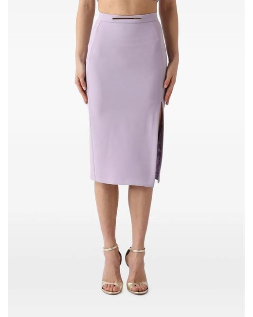 Elisabetta Franchi Purple Slit-Detail Midi Skirt