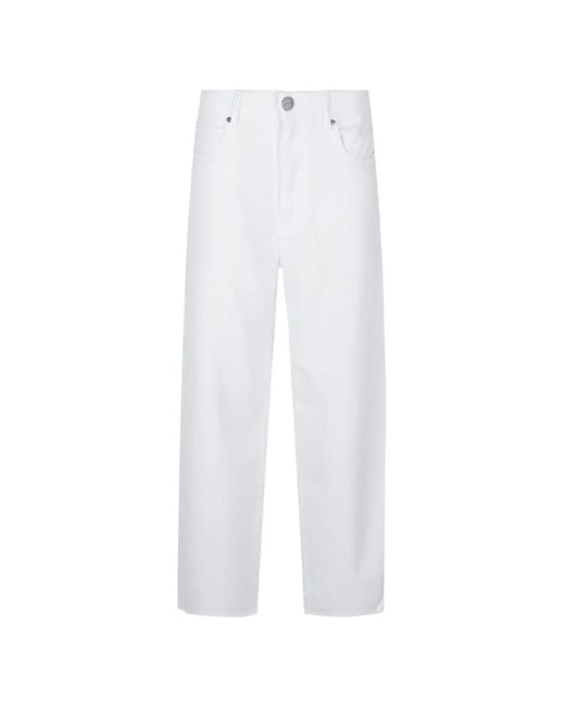 Pinko White Pantalon En Lyocell
