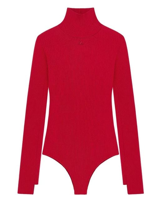 Courreges モックネック ボディスーツ Red