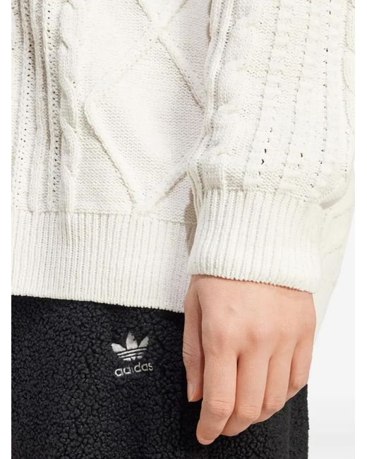 Adidas White Cable-Knit Sweater