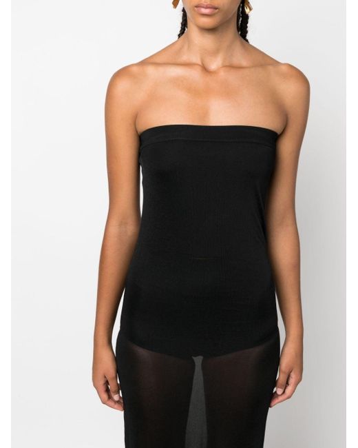 Saint Laurent Black Semi-sheer Strapless Dress