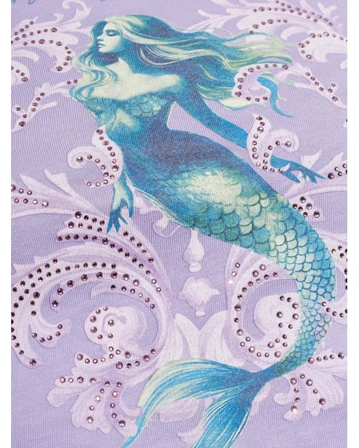 Versace Jeans Couture Purple Embellished Graphic T-Shirt