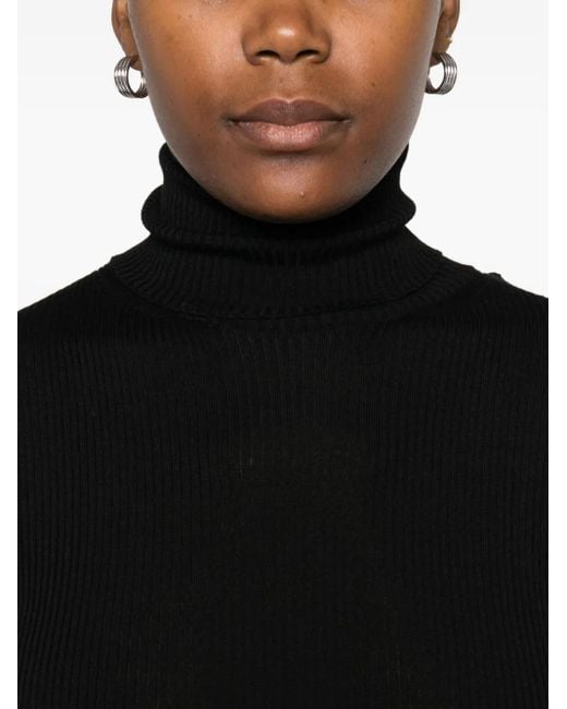 Moncler Black Roll Neck Ribbed Top