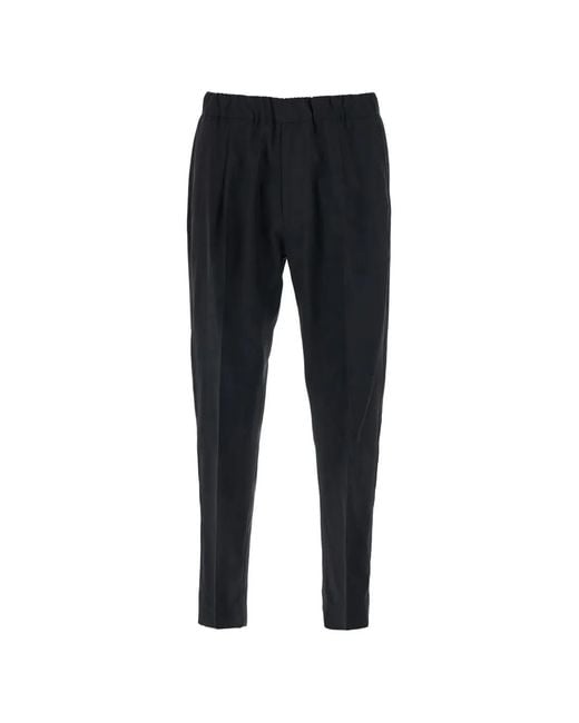 Low Brand Black Elasticated-Wasit Wool Trousers for men
