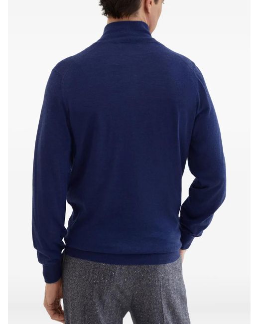 Brunello Cucinelli Pullover mit Reißverschluss in Blue für Herren
