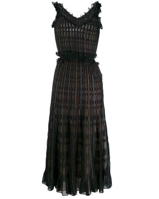 Alexander McQueen Black Ruched Midi Dress