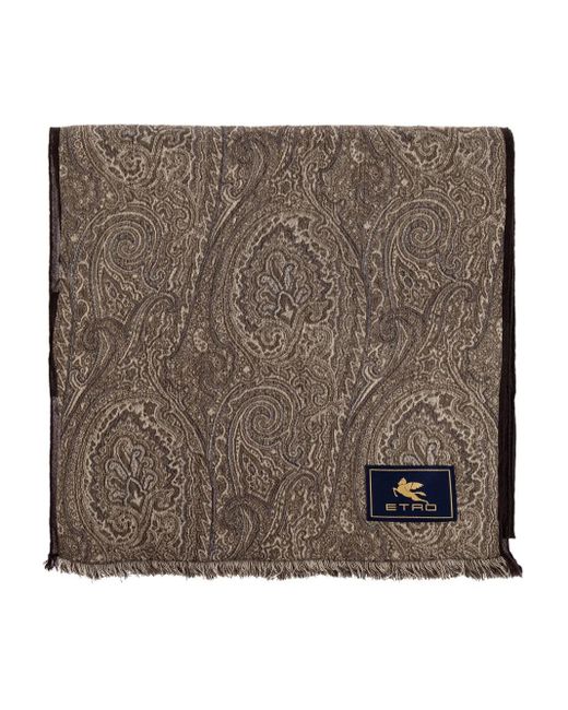 Etro Brown Scarf With Decorative Pattern for men
