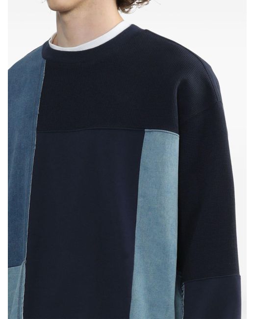 FIVE CM Blue Patchwork Cotton Sweatshirt for men
